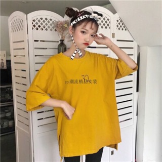 Áo thun Ulzzang áo phông xẻ vạt dáng rộng kiểu dáng oversize M2045