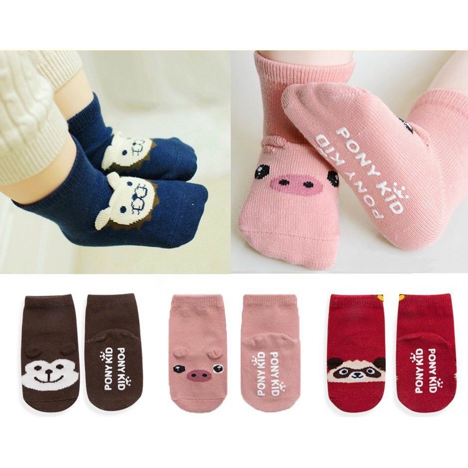 Set 5 đôi tất Ponykid chống trơn trượt cho bé từ