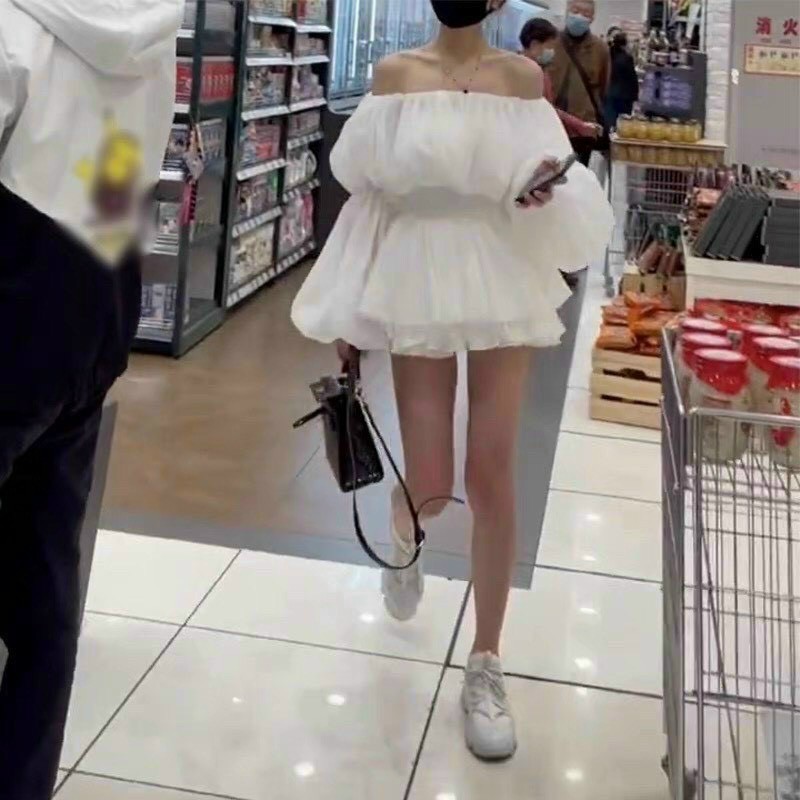 Set đồ nữ sang chảnh, set voan dài tay có lót chân váy xòe nhún eo mặc tôn dáng tone trắng tinh khôi Tây Thi Shop | BigBuy360 - bigbuy360.vn