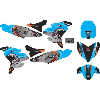 tem trùm exciter 150 cá mập xanh, độ team trùm decal xe máy ex dán đời 2015-2020