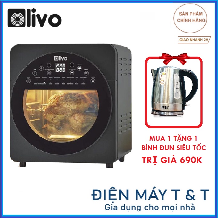 Nồi Chiên Không Dầu OLIVO AF15 15Lít - 16 Chức Năng Nướng - Thương Hiệu Mỹ - Bảo hành 24 tháng