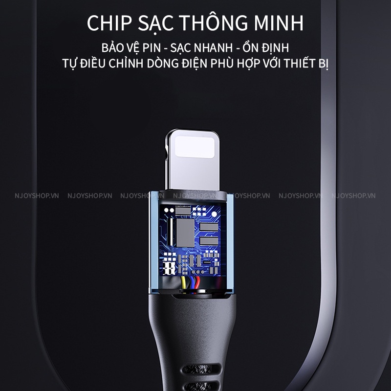 Dây Sạc Iphone Chính Hãng REMAX Rc 152I Tích Hợp Đèn Led Sạc Nhanh 2.4A Độ Dài 1m Chống Đứt Gãy Njoyshop