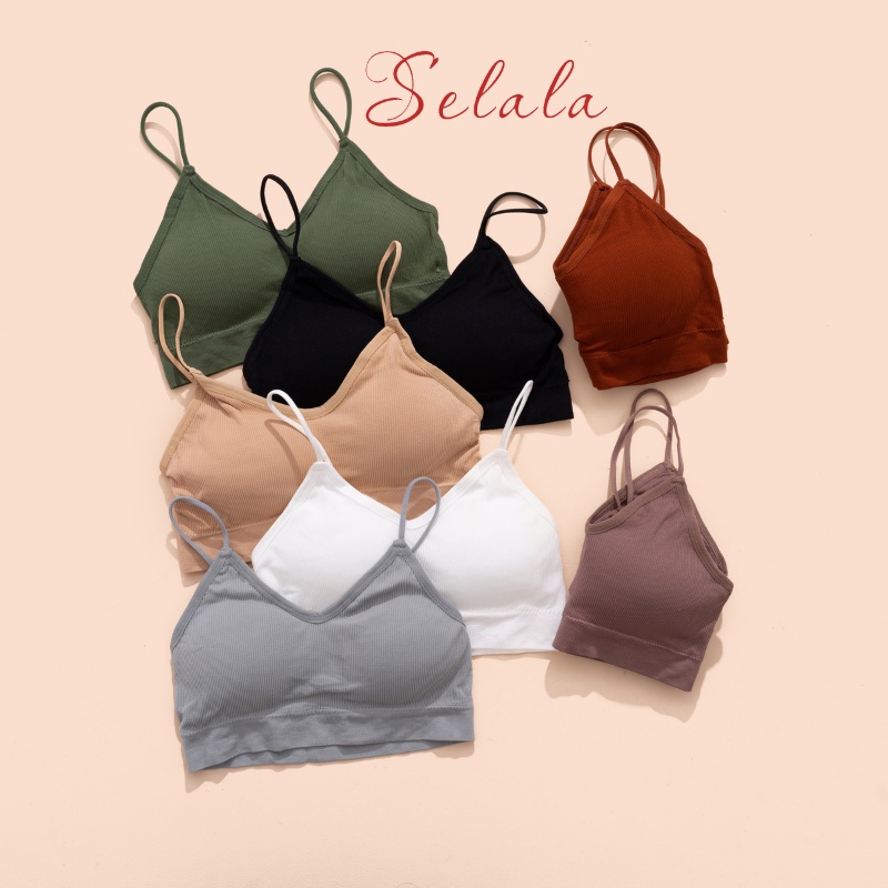 Áo Bra Selala 2 Dây Gân Tăm Cổ V Sexy Vải Mềm Thoải Mái BR25