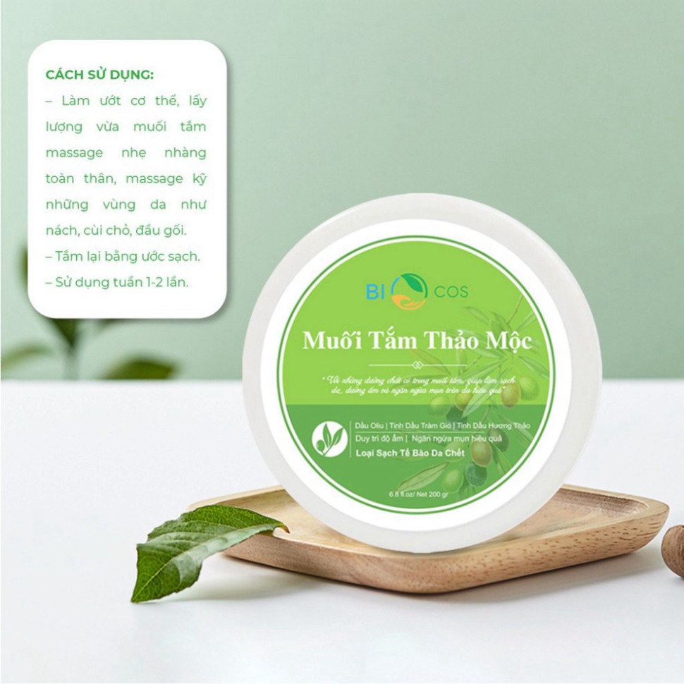 Muối Tắm Thảo Mộc BIOCOS - Tẩy Da Chết, Ngăn Ngừa Mụn, Sáng Da Thơm Mát 200g