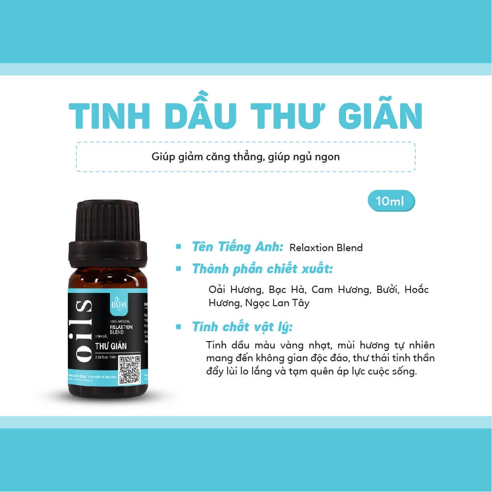 Tinh dầu Thư Giãn Haeva Cao Cấp, 100% Thiên Nhiên, khử mùi hôi,giảm căng thẳng, giúp ngủ ngon,Chai 10ml/30m/100ml