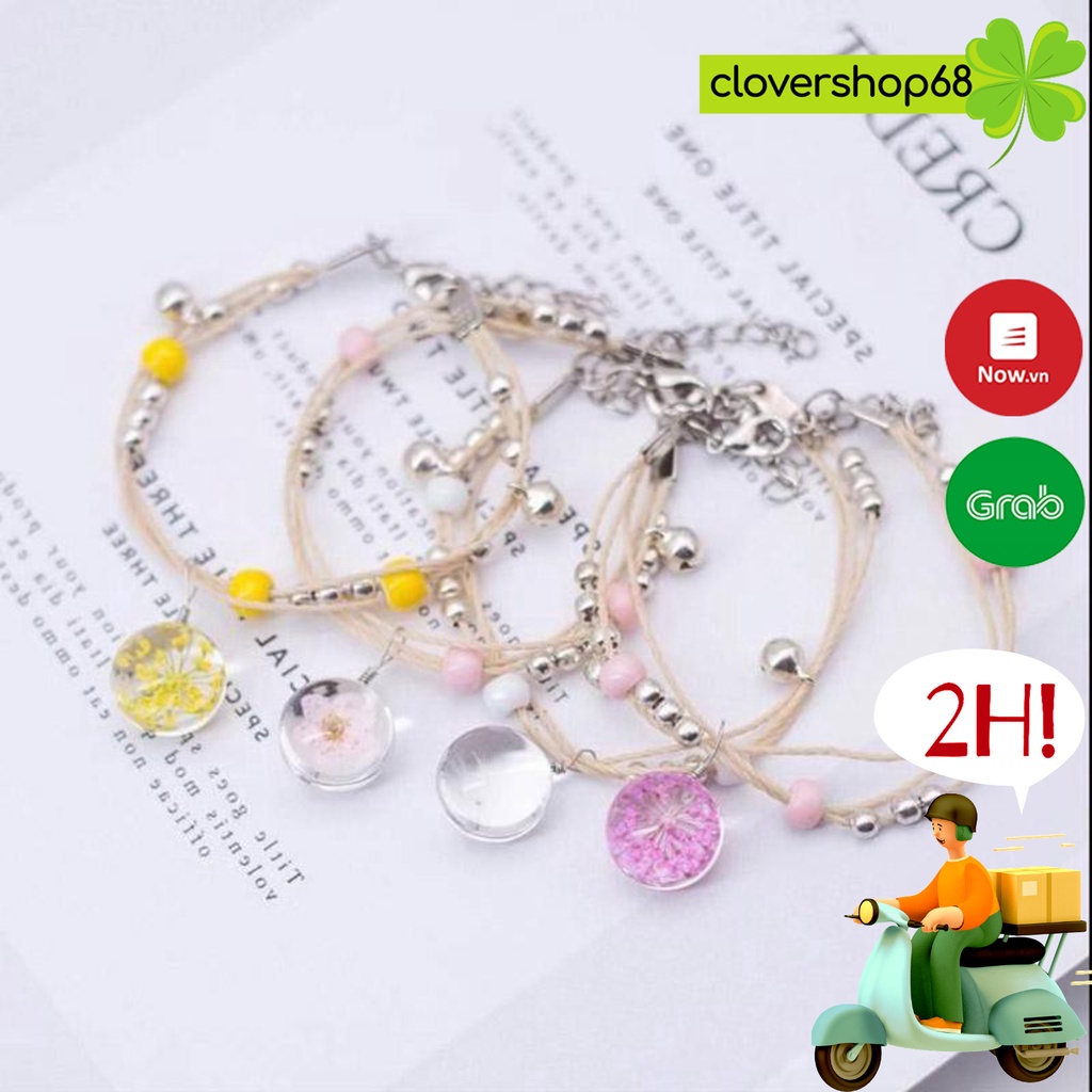 Vòng Tay Hoa Khô Ép Thuỷ Tinh Tam Sinh Tam Thế Clovershop68