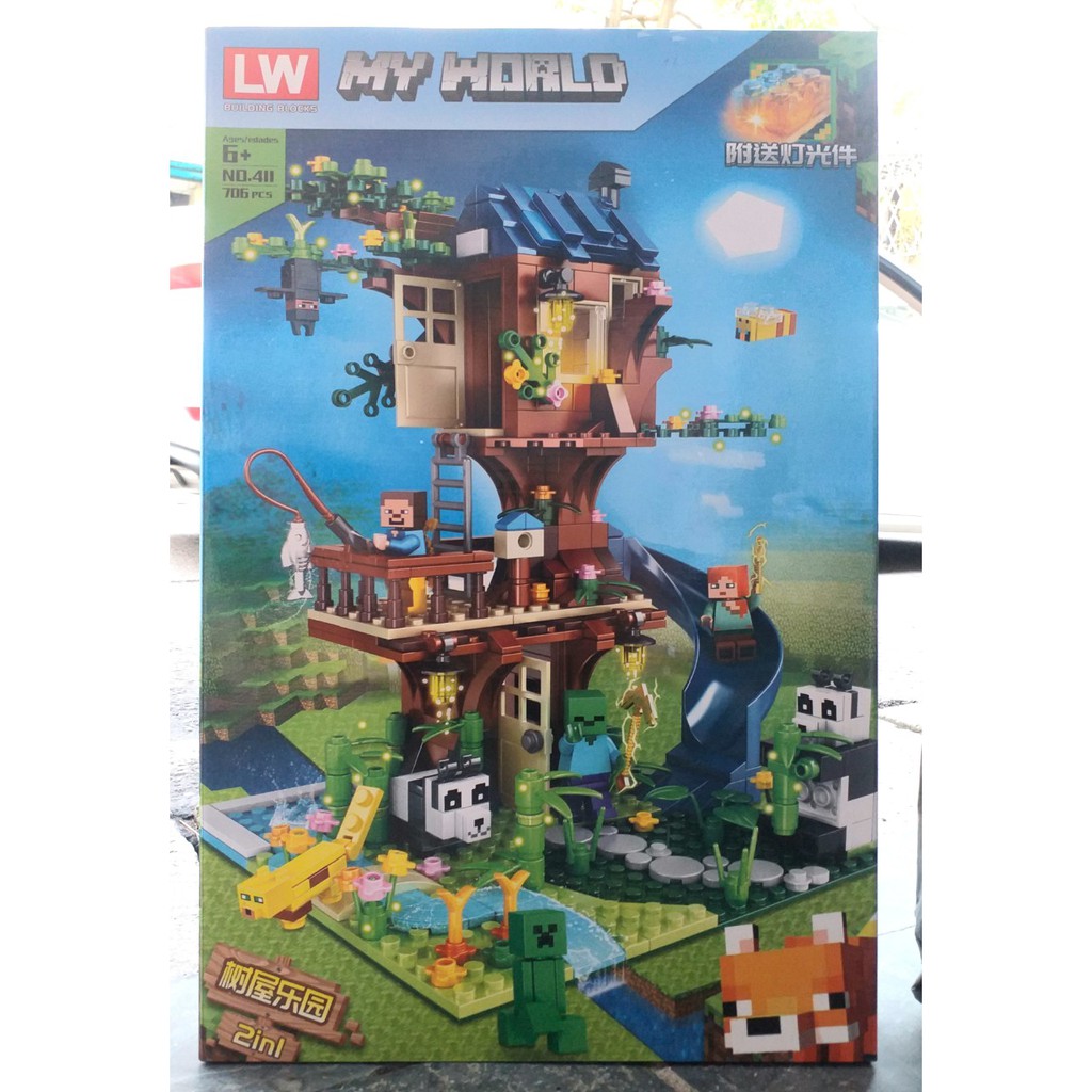 Lắp ráp My World xếp hình ngôi nhà trên cây có hồ câu cá 706 khối