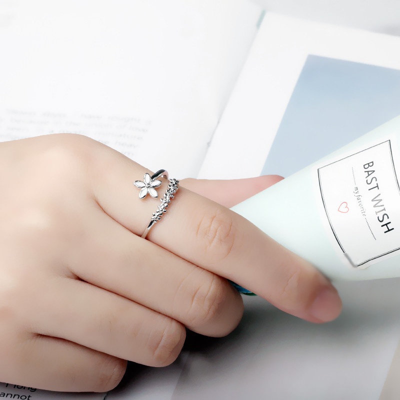 Nhẫn Bạc Nữ 925 Cá Tính Dành Cho Nữ, Hình Cánh Hoa Freesize - N2452 - Bảo Ngọc Jewelry
