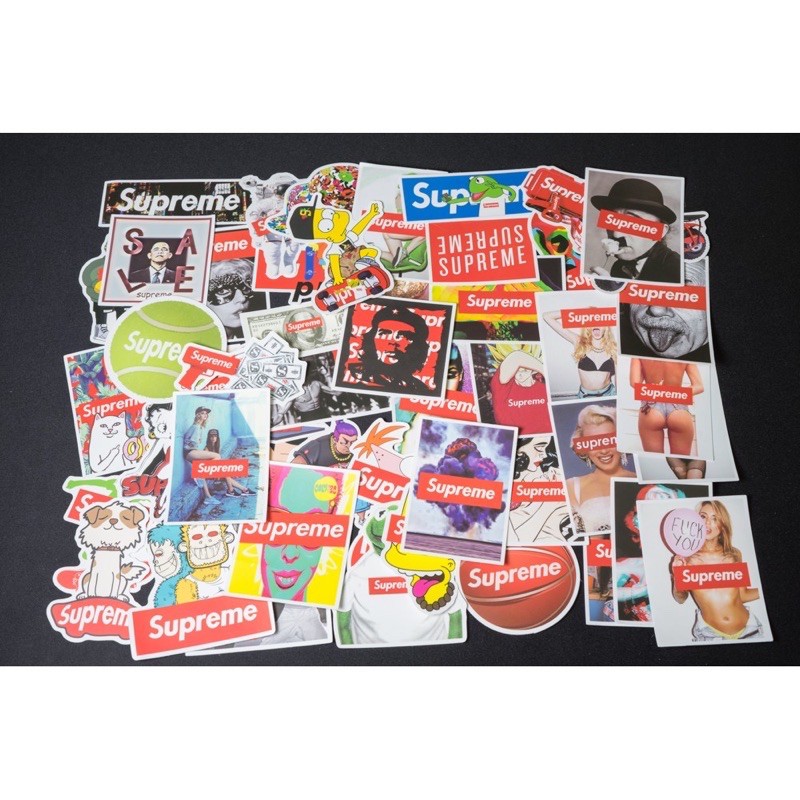 Bộ miếng dán sticker, stickers cao cấp chủ đề SUPREME mẫu mới 2021 trang trí Vali Laptop Mũ Bảo Hiểm Xe Máy Xe Đạp Đàn