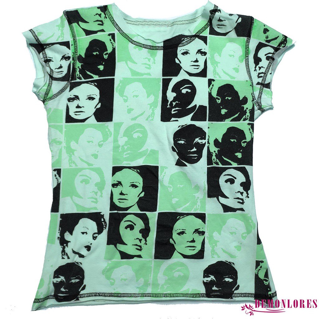 Áo thun thân ngắn yk2 in hình chân dung phong cách harajuku cổ điển thời trang mùa hè cho nữ