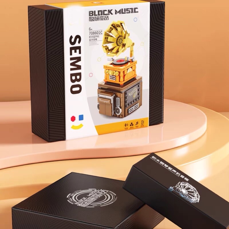 Đồ chơi xếp hình lắp ráp LEGOGI Piano Đĩa than tích hợp loa phát nhạc kết nối bluetooth Sembo Block