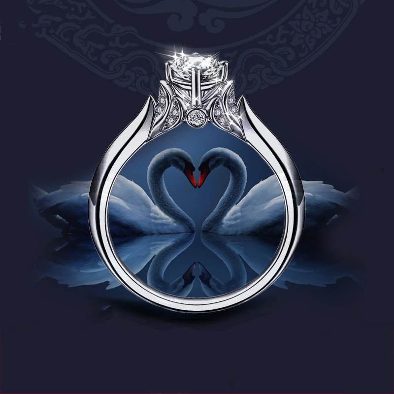 Nhẫn Hở Hình Thiên Nga Đính Đá Pt950