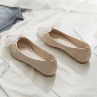 Giày búp bê nơ da lộn order