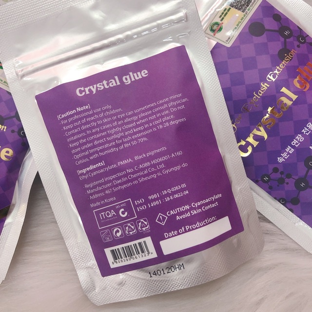 Keo nối mi tím không nóng nhanh khô dòng keo mi Hàn chính hãng 5g