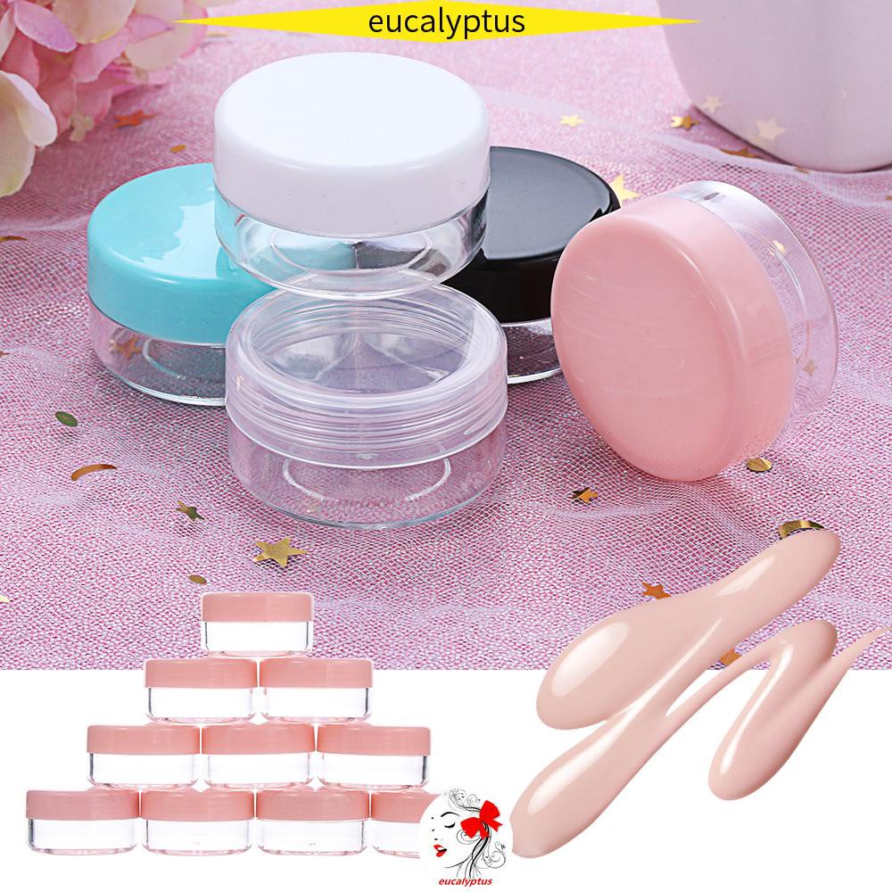 (Hàng Mới Về) Set 10 Lọ Nhựa Rỗng Trong Suốt Đựng Mỹ Phẩm Mini Nhiều Màu Tiện Dụng Khi Đi Du Lịch