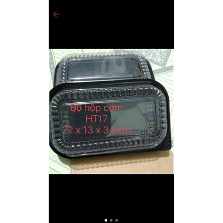 Set 100hộp nhựa ht17 đế đen kèm nắp trong suốt dùng 1 lần