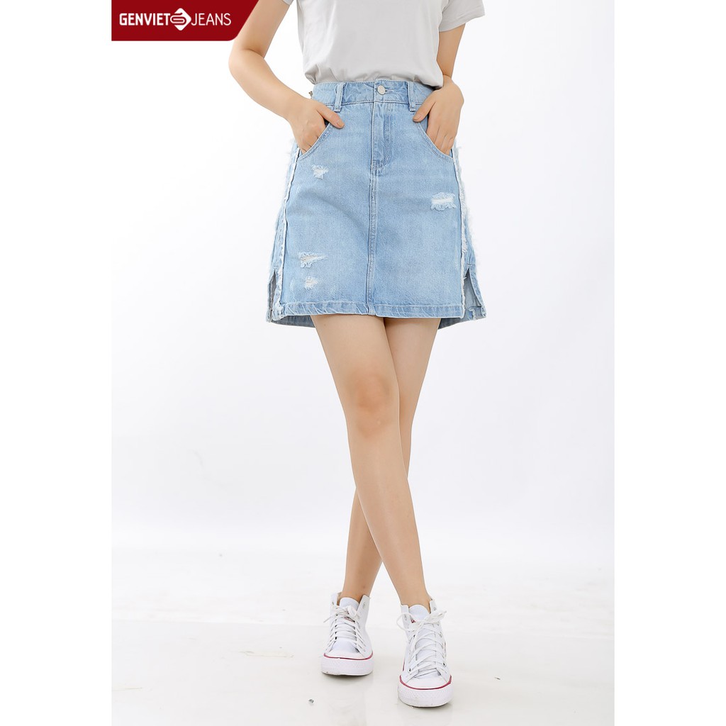[Mã FASHIONMALLT4 giảm 15% đơn 150k] Zuýp jeans dáng A Nữ TJ328J493 GENVIET | BigBuy360 - bigbuy360.vn