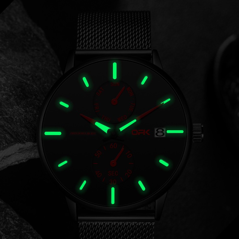 Watch Men OPK 8116 Quartz Waterproof Original Sports Business Stainless Steel Belt Ultra-thin Calendar Luminous