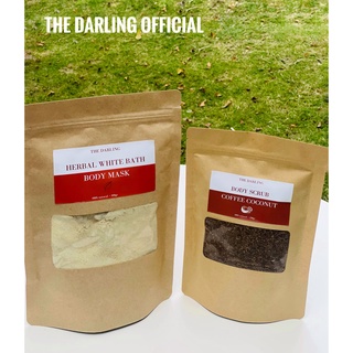 Combo Bột Tắm Trắng Thảo Mộc + Tẩy da chết Cà phê dừa - The Darling Official
