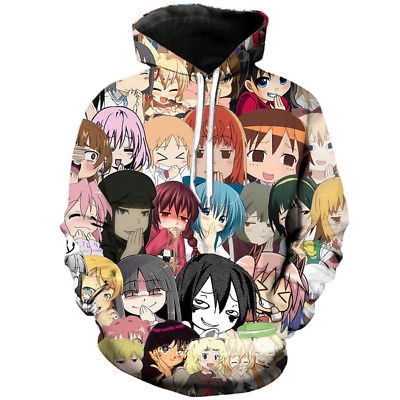 Áo hoodie mặc tròn in hình anime ahegao 3D vui nhộn cho nam và nữ
