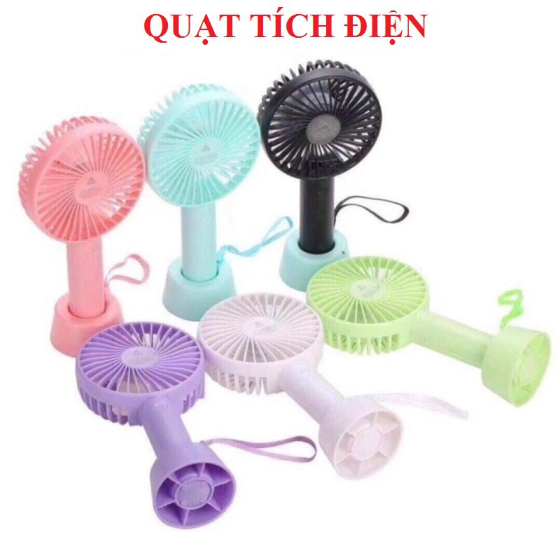 Quạt Tích Điện Mini Cầm Tay 3 Chế Độ Gió Có Dây Sạc, Dây Đeo, Chân Để Bàn | BigBuy360 - bigbuy360.vn