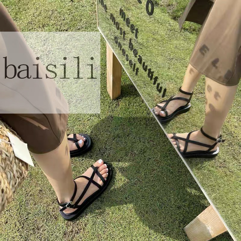 SANDAL XUỒNG BAISILI - GIÀY THỜI TRANG NỮ DÂY NGANG MẢNH XỎ NGÓN NỮ TÍNH ĐẾ BẰNG BS220830