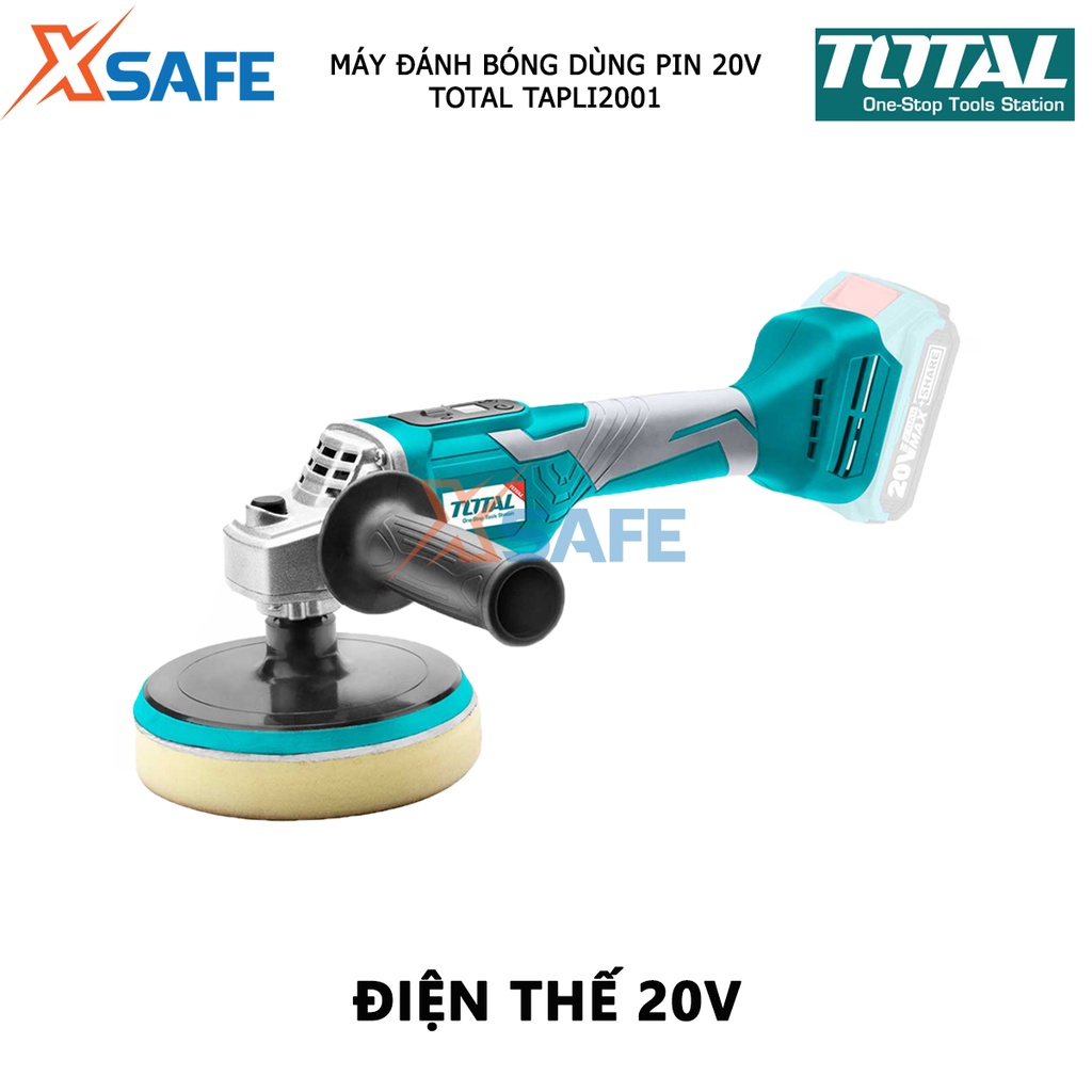 Máy đánh bóng dùng pin Lithium 20V TOTAL TAPLI2001 Máy chà sàn mini màn hình LCD hiển thị tốc độ, không kèm theo pin sạc