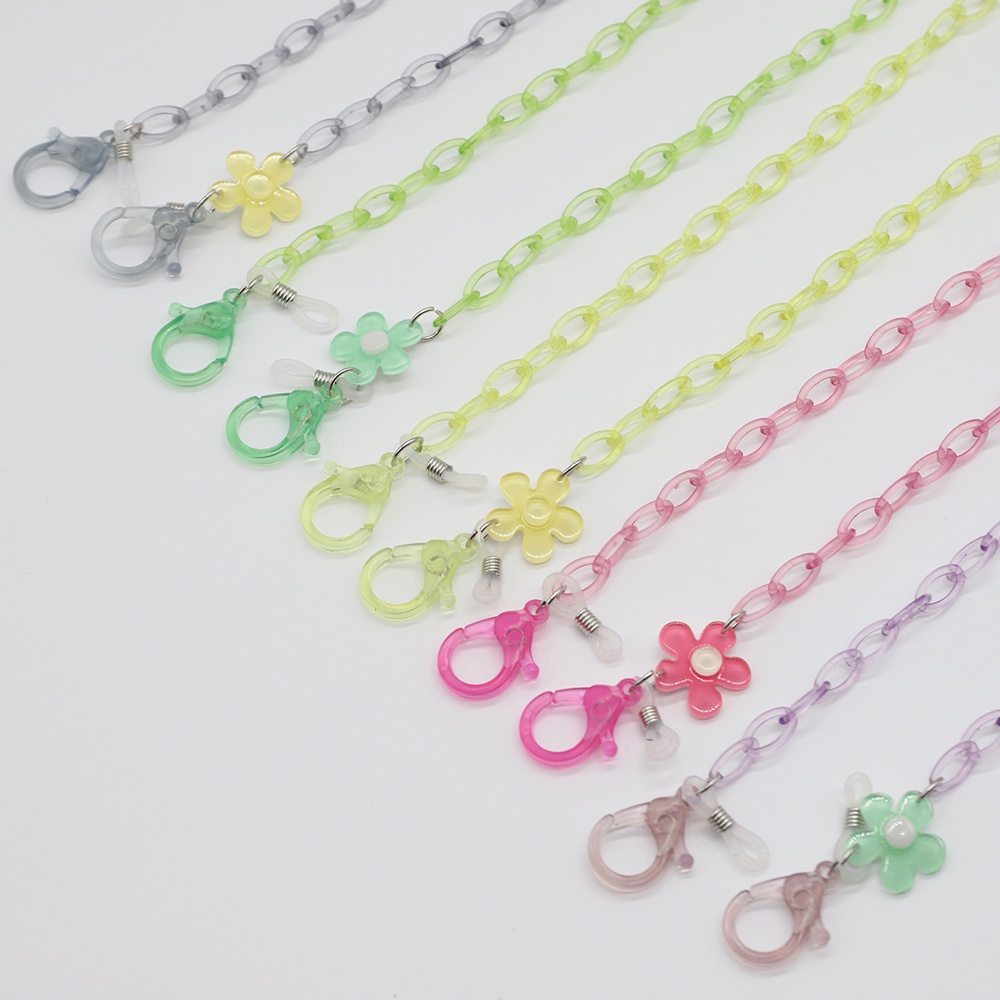Dây Đeo Mắt Kính Chống Thất Lạc Bằng Acrylic Họa Tiết Hoa Hoạt Hình Dễ Thương