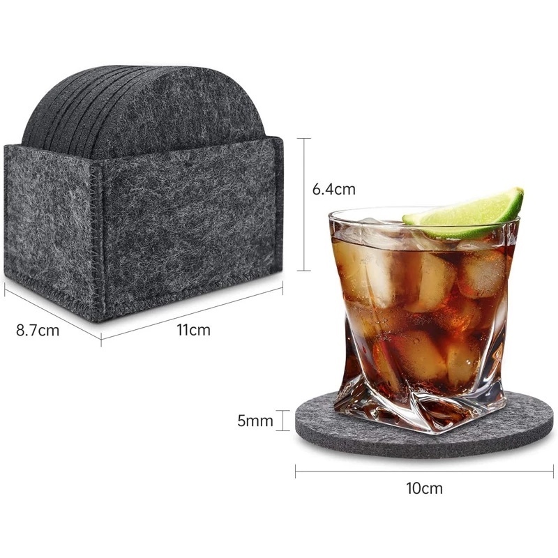 Set 8 Miếng Lót Ly Thấm Hút Nước Cách Nhiệt Hình Tròn/Vuông