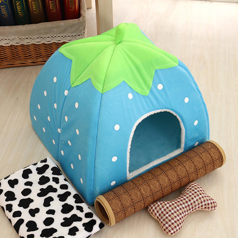 Giường ngủ ấm áp kiểu dâu tây dễ thương cho thú cưng