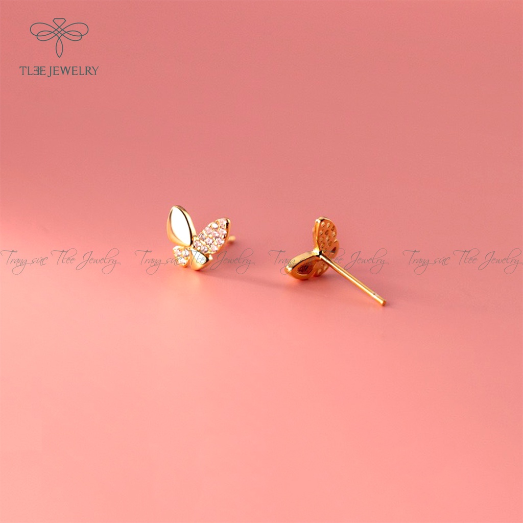 Khuyên tai bạc nữ TLEE hồ điệp nhỏ nạm đá xinh xắn NCJ B0184