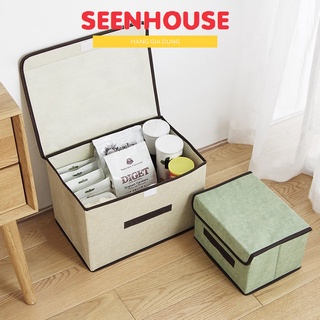 Set 2 Túi Vải Đựng Đồ Dạng Hộp Khung Cứng