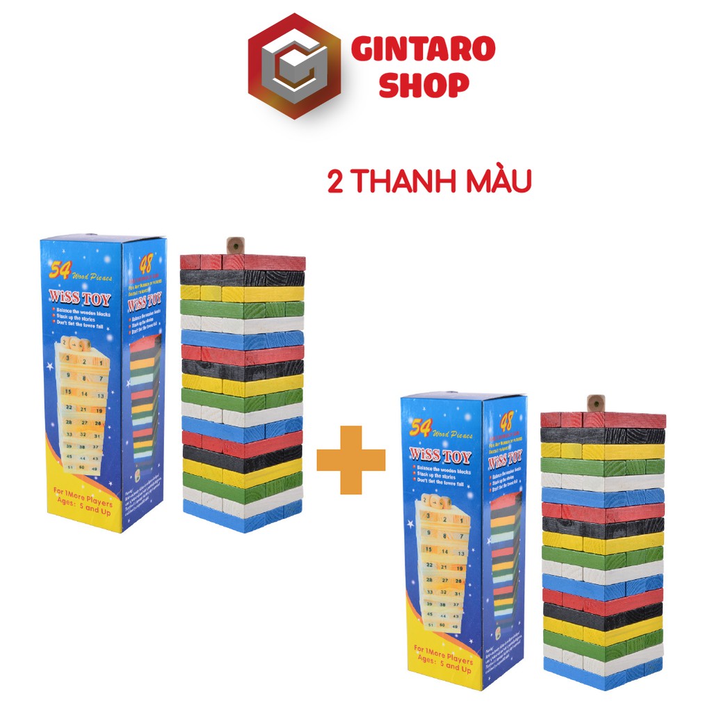 Rút gỗ size lớn 54 thanh cho bé , Đồ chơi rút gỗ loại to giúp phát triển kỹ năng cho bé GINTARO SHOP