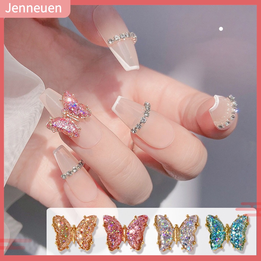 Miếng Dán Trang Trí Móng Tay Hình Bướm 3D Bằng Hợp Kim Sang Trọng Dành Cho Nữ