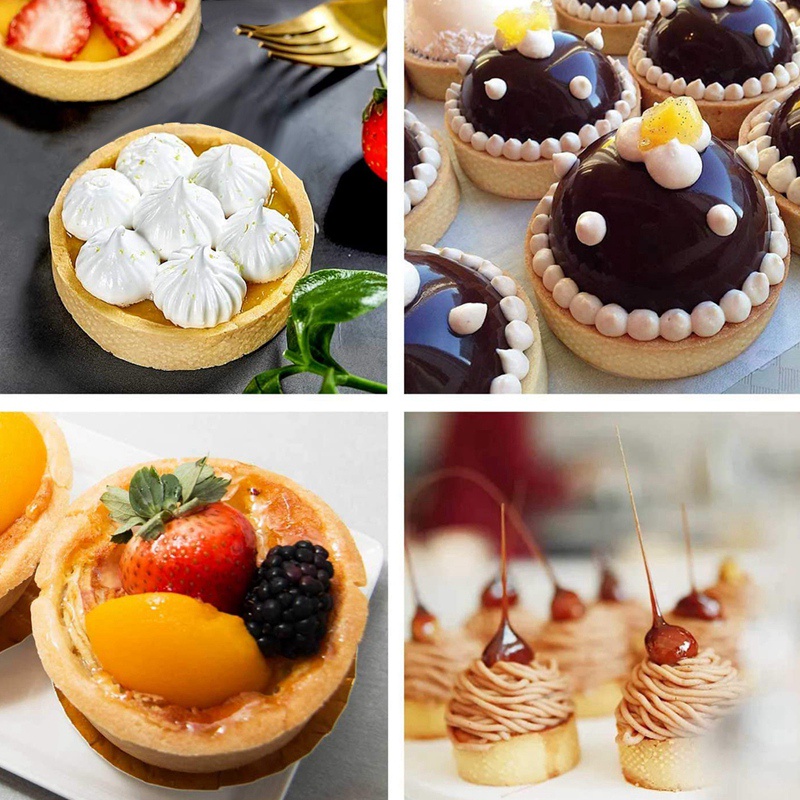 8 gói Nhẫn bánh Tart bằng thép không gỉ , Vòng bánh Mousse đục lỗ chịu nhiệt , Khuôn vòng làm bánh , Dụng cụ nướng bánh vòng