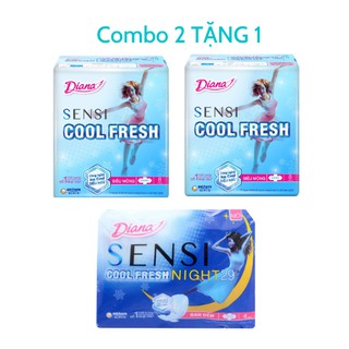 Combo 2 Băng Vệ Sinh Mát Lạnh Diana Sensi Cool Fresh 8 Miếng TẶNG Diana Đêm Sensi Cool Fresh 4 Miếng
