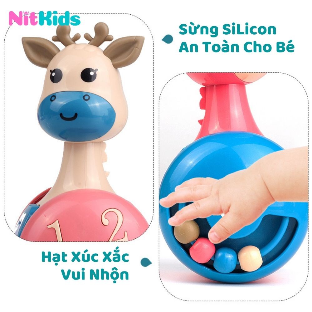 Đồ Chơi Lật Đật Biết Chạy, Ngựa Trượt Bập Bênh Nitkids, Màu Sắc Dễ Thương, Đồ Chơi Cầm Tay, Nhựa ABS