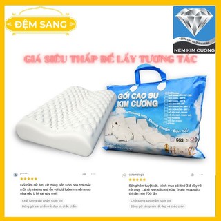 Gối Nằm Cao Su thiên nhiên 100% dáng Lượn Sóng Massage Cao Cấp Kim Cương chống đau vai gáy GCS102