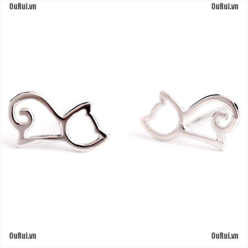 (FCC) Bông Tai Kim Loại Hình Mèo Xinh Xắn Cho Nữ