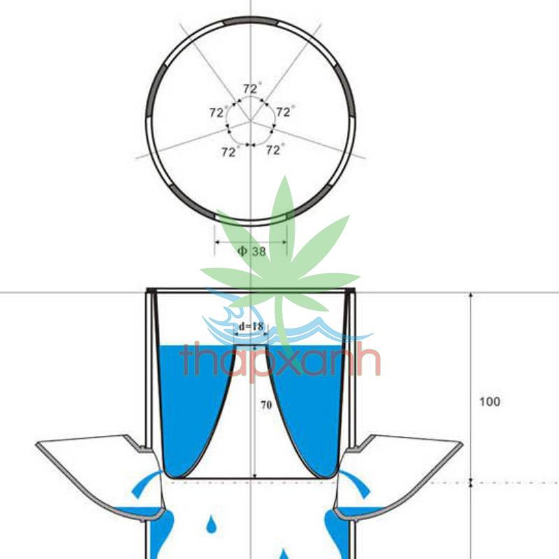 Bộ kit 32 Tai khí canh, Cốc thủy canh trụ đứng + Mũi khoét D38 + 32 viên mút xốp D32H32