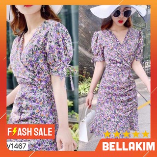 Đầm voan lụa hoa nhí tím hottrend Hàng đẹp y hình