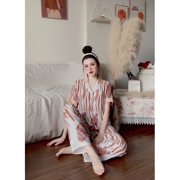 (Dưới 65kg) Đồ bộ pijama mặc nhà cho nữ Lụa Mango tay ngắn - tay dài quần dài cao cấp