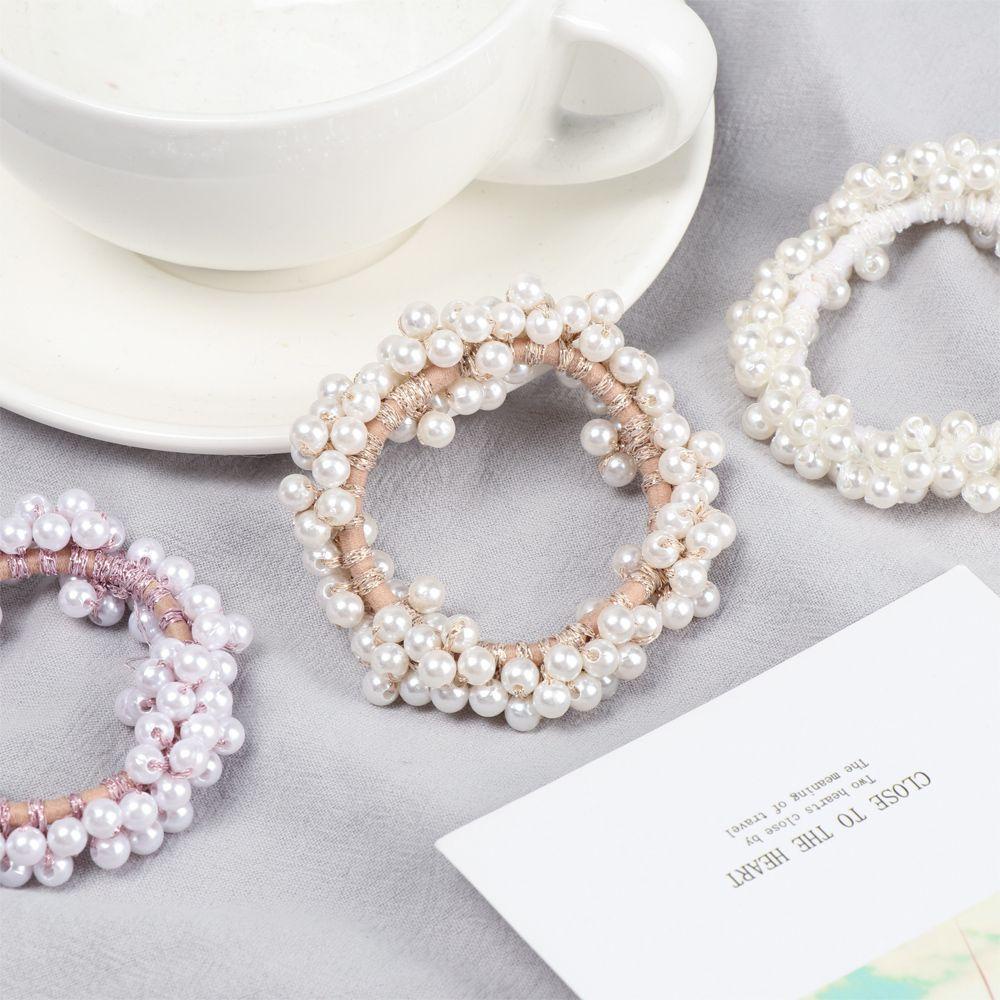 YVE Dây Cột Tóc Co Giãn Đính Hạt Giả Ngọc Trai