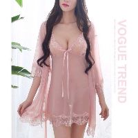 Áo choàng ngủ kèm váy ngủ nữ sexy freesize 40-60kg xuyên thấu phối ren VN115124