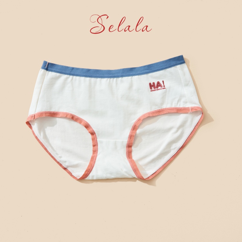 Quần Lót Nữ Selala Cotton Co Giãn Thông Thoáng Kháng Khuẩn Phối Viền QC35