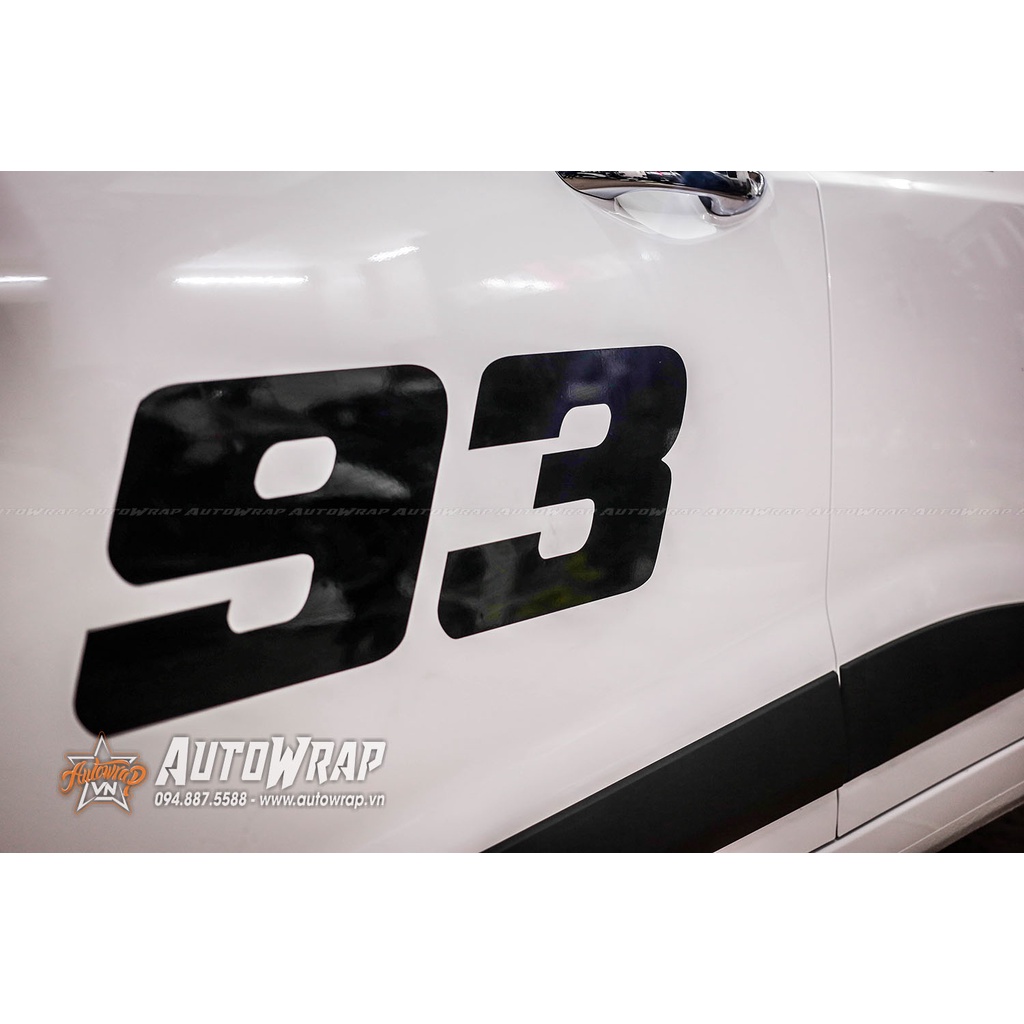 Tem họa tiết xe i10 Hatchback 93 Racing - Tem họa tiết ô tô Hyundai, tem dán sườn xe thể thao