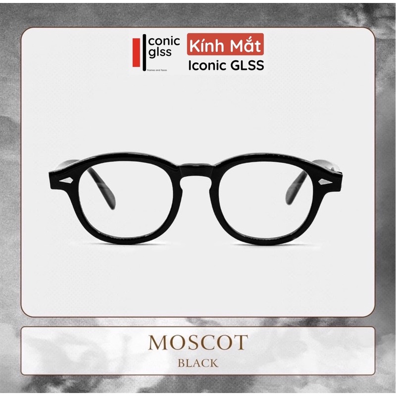 Gọng kính tròn MOSCOT phong cách cổ điển với chất liệu acetate cao cấp lens giả cận chống tia UV400