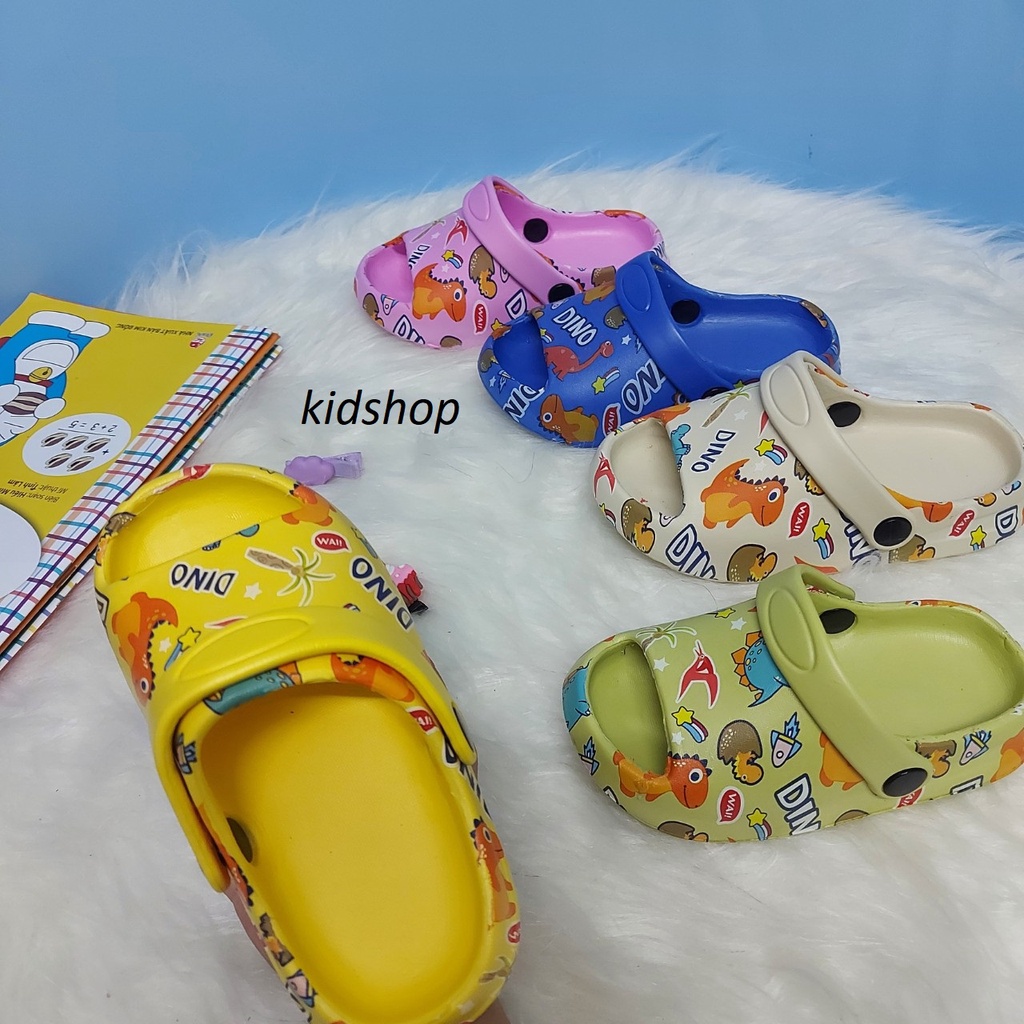 Dép bánh mỳ quai hậu họa tiết KHỦNG LONG 💕FREESHIP 💕 dép lê cho bé hè 2021
