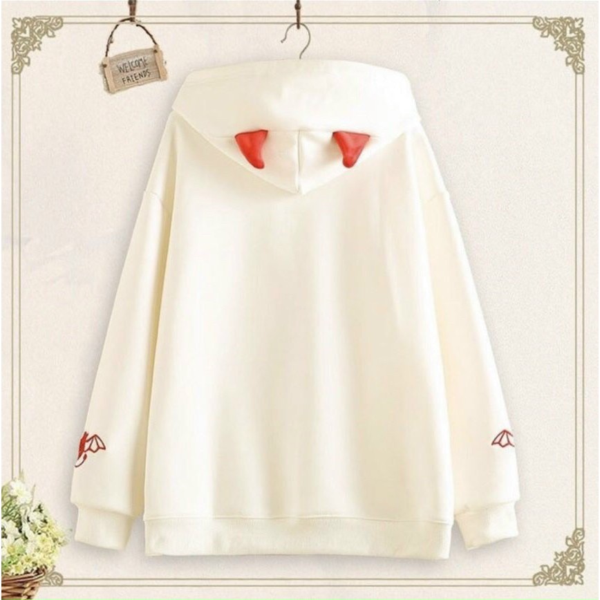 ÁO HOODIE CON QUỶ CUTE HOT UNISEX CAO CẤP VẢI MỀM MỊN ẤM ÁP KHÔNG XÙ LÔNG 1KENZ