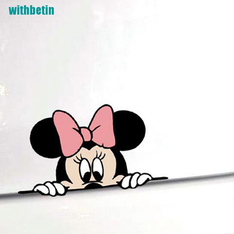 1 nhãn dán hình chuột mickey trang trí gương chiếu hậu ô tô 14x8cm